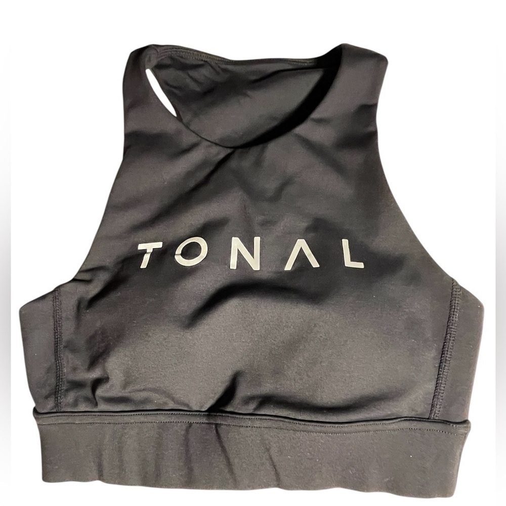 Tonal racer back yoga exercise black workout sports bra EUC Small